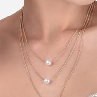 Gold Plated Pearl Layer Necklace