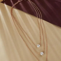 Gold Plated Pearl Layer Necklace
