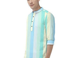 Men's Color Block Spread Collar Casual Shirt