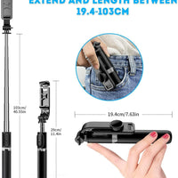 Extendable Flash 3-in-1 Selfie Stick Tripod with Bluetooth Remote